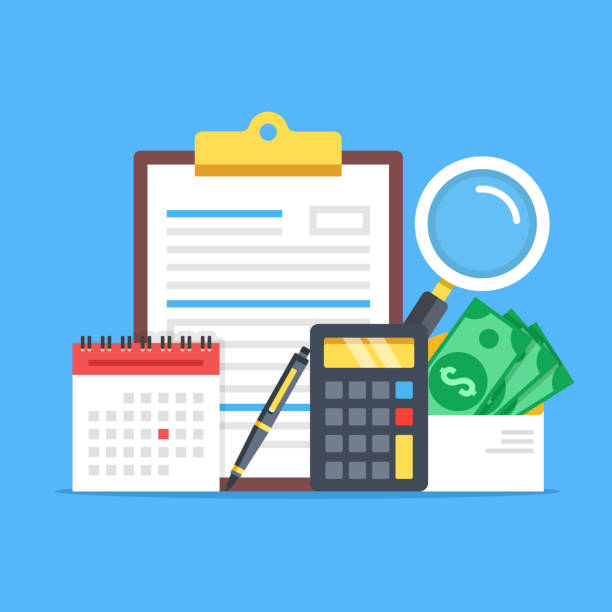 Payroll. Expenses, salary calculation concept. Flat design graphic elements set. Premium quality. Modern concepts. Vector illustration Payroll. Expenses, salary calculation concept. Flat design graphic elements, flat icons set. Premium quality. Modern concepts for web banners, websites, printed materials. Vector illustration paycheck graphic stock illustrations