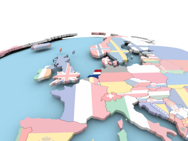 istock Flag of Netherlands on bright globe 859472328