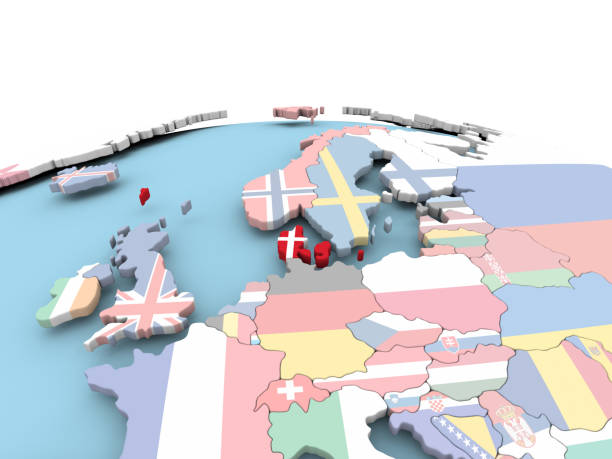 istock Flag of Denmark on bright globe 859472340