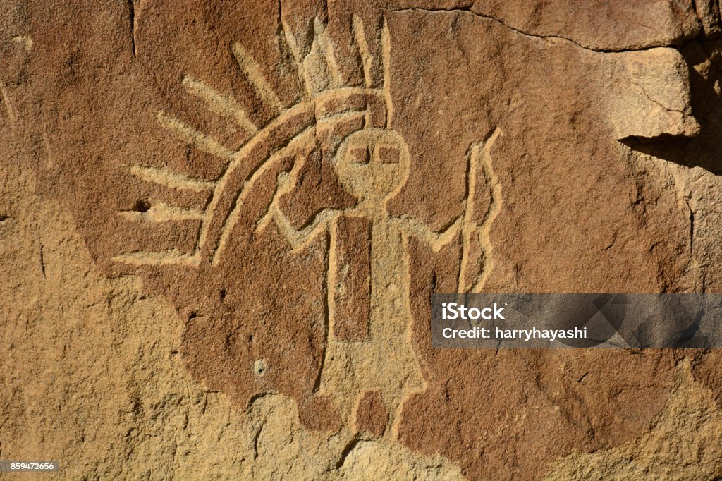 Crow Canyon Petroglyph Panel - New Mexico, USA - Lizenzfrei Indianischer Abstammung Stock-Foto