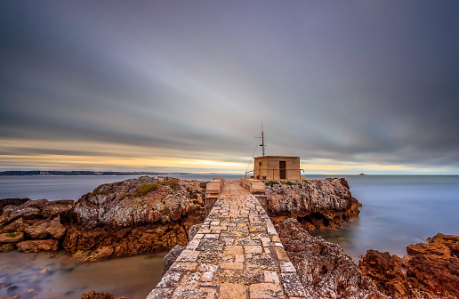 Suances Lighthouse in Cantabria, Spain, on a sunny day