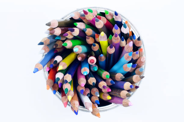 istock color pencils in tin can top view 859478828