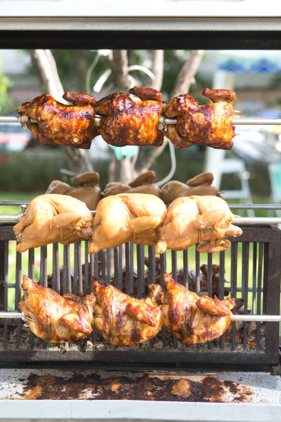 istock Grilled Chicken on steel plug is rotation. 859479400