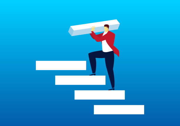 Ladder of success Ladder of success giant fictional character illustrations stock illustrations