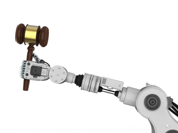 istock robotic hand holding gavel judge 859486230