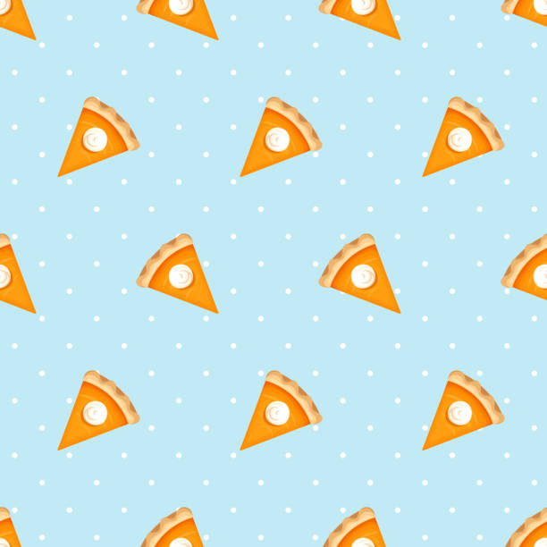 ilustrações de stock, clip art, desenhos animados e ícones de seamless pattern with pumpkin pie slices. vector illustration. - pie baked food pumpkin pie