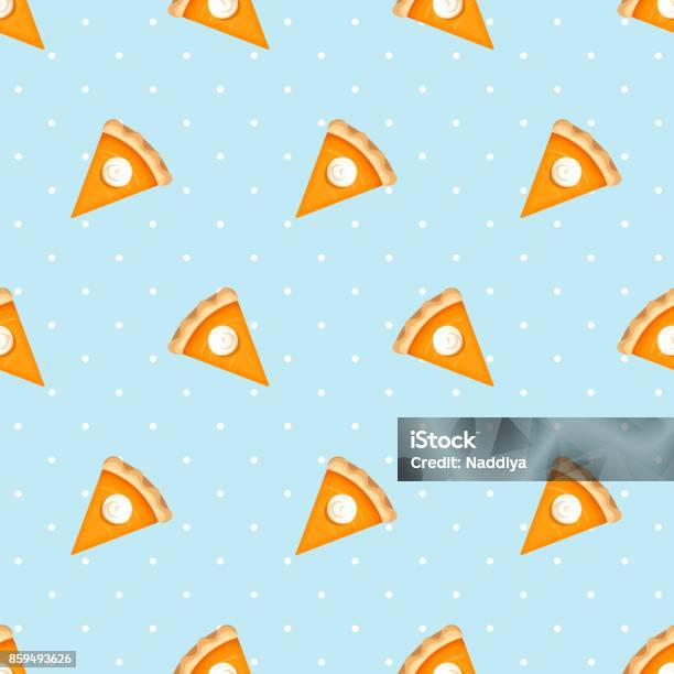 Seamless Pattern With Pumpkin Pie Slices Vector Illustration Stock Illustration - Download Image Now