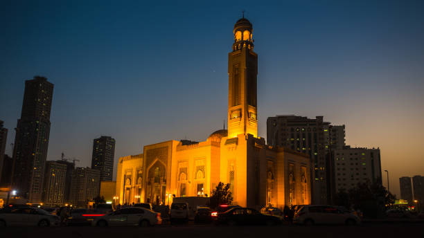 istock Al Noor Mosque in Sharjah at night 859493680