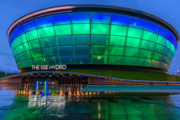 Glasgow concert hall at night stock photo