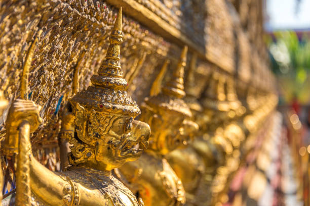 garuda decoration. bangkok, thailand - garuda bangkok thailand gold imagens e fotografias de stock