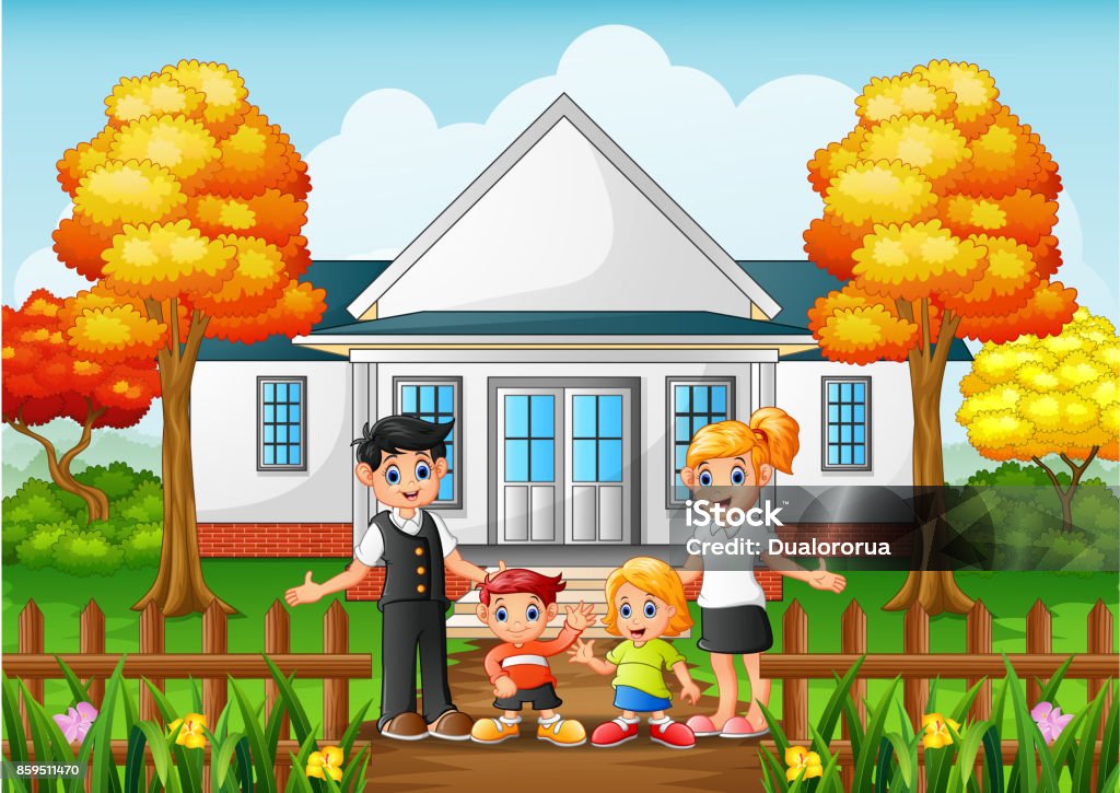 Cartoon Happy Family In The Front Yard Of The House Stock Illustration - Download Image Now - iStock Cartoon Happy Family In The Front Yard Of The House Stock Illustration - Download Image Now - iStock
