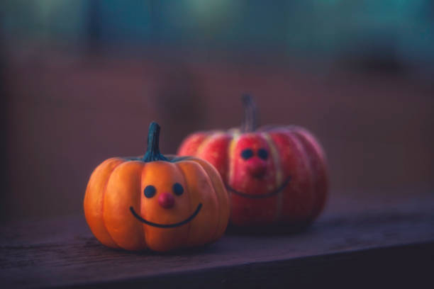Cute little pair of pumpkin characters