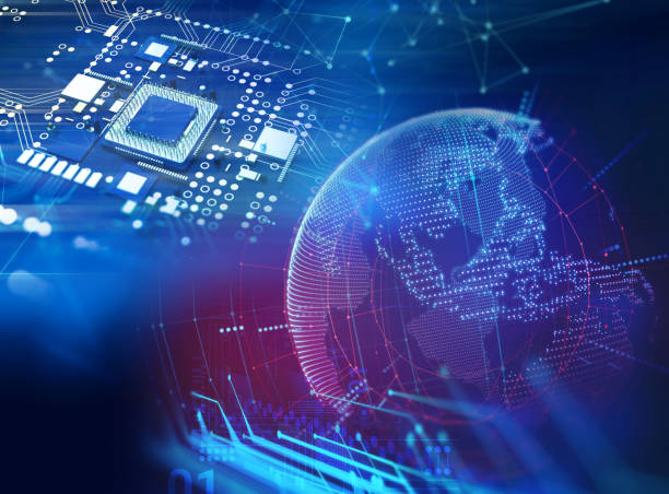 istock 3d rendering  of futuristic blue circuit board 859521402