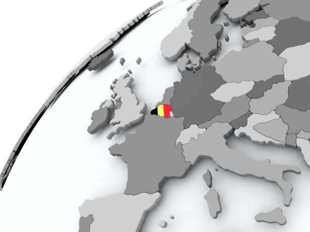 istock Flag of Belgium on grey globe 859521696