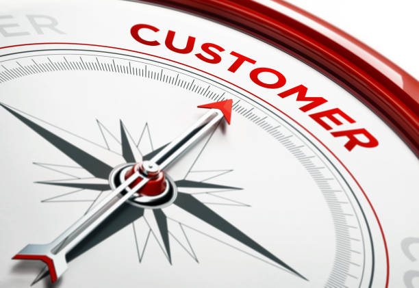 istock Marketing Concept: Arrow of A Compass Pointing Customer Text 859526140