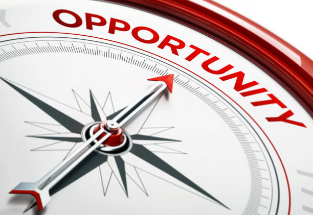 istock Opportunity Concept: Arrow of A Compass Pointing Opportunity Text 859528868