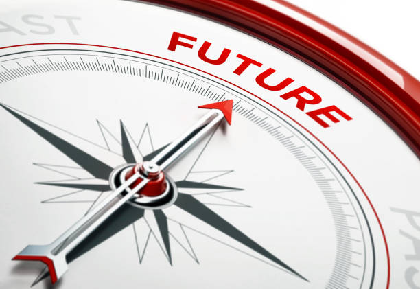 istock Future Concept: Arrow of A Compass Pointing Future Text 859528960