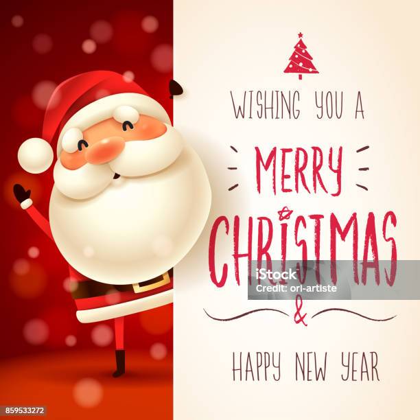 Santa Claus With Big Signboard Stock Illustration - Download Image Now - Santa Claus, Christmas, Greeting Card
