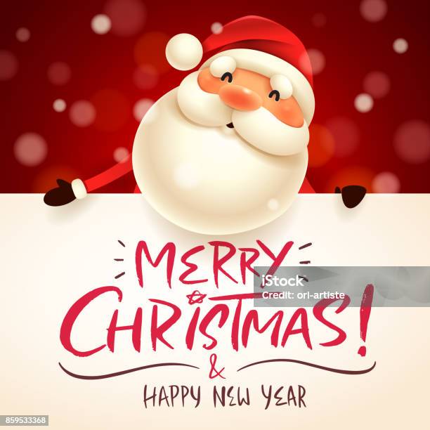 Santa Claus With Big Signboard Stock Illustration - Download Image Now - Holding, Santa Claus, Sign