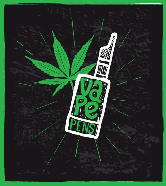 Vector illustration of Cannabis weed culture hand drawn labels designs