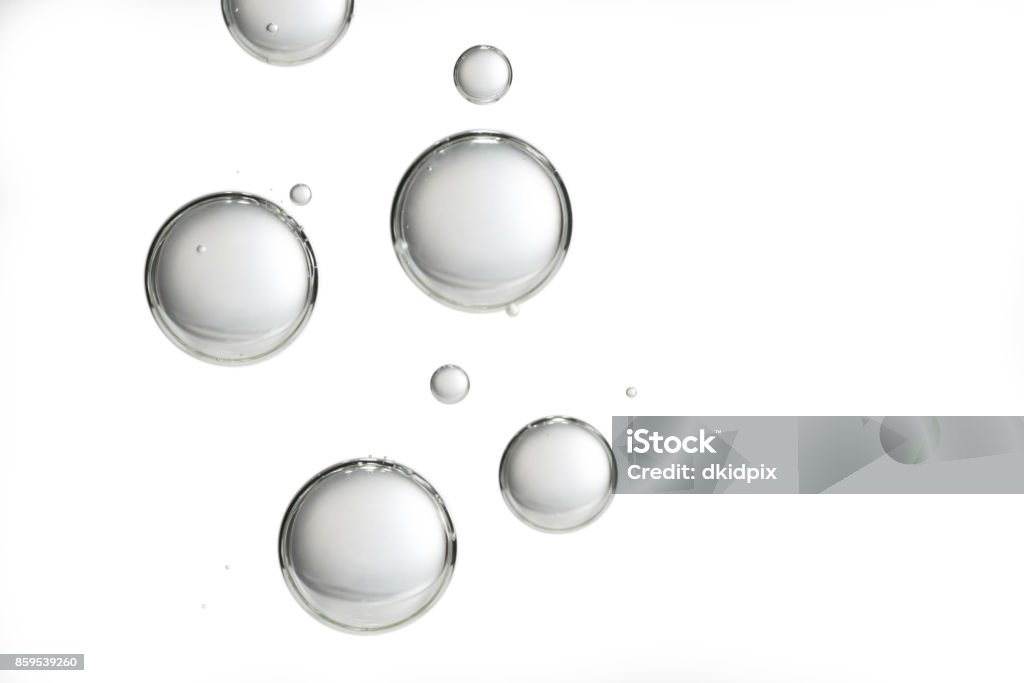 Isolated bubbles A group of big grey silver bubbles Drop Stock Photo