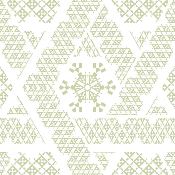 Vector illustration of Vector Tribal Mexican ethnic seamless texture, pattern with stripes, geometrical triangles. Vintage boho art print ornament. Colorful repeating background. Cloth design, wallpaper, wrapping, business.