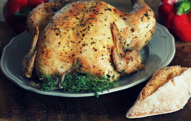 istock Whole roasted chicken on cutting board 859541156
