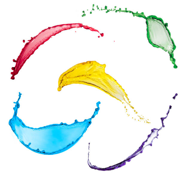 istock beautiful liquid collection of multicolored splashes isolated over white background and drops 859544636