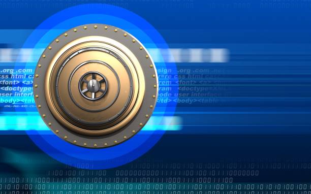istock 3d safe golden vault door 859544844