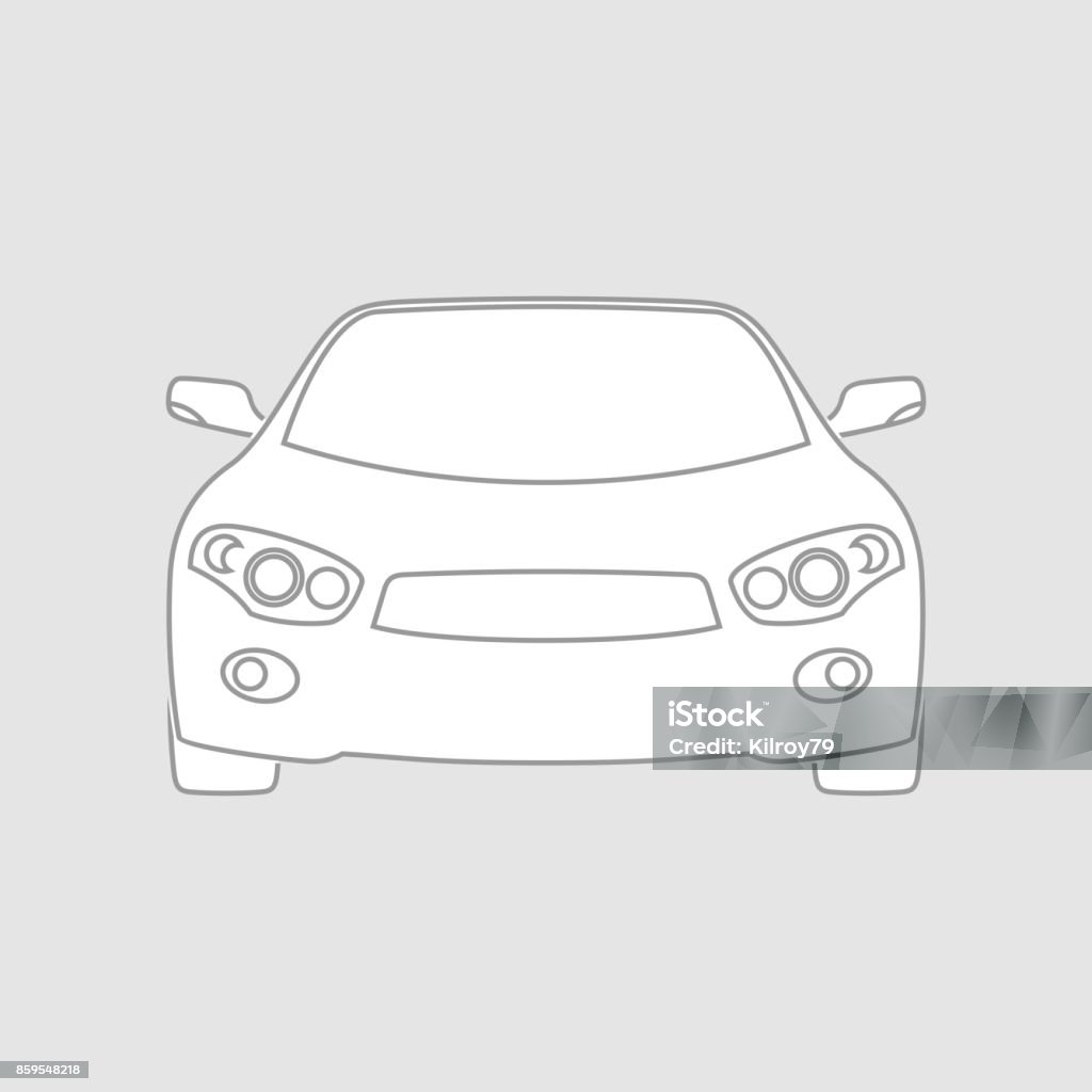 Mobil Sedan Wireframe Depan Pemandangan Depan Isi Putih Dalam Lapisan