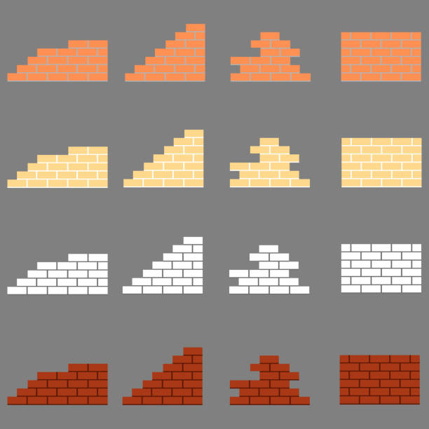 れんが造りの壁の断片 - brick single object solid construction material点のイラスト素材／クリップアート素材／マンガ素材／アイコン素材