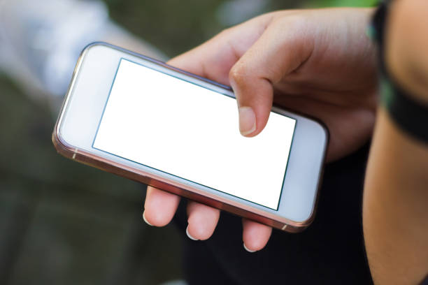 istock Female hand holding touch screen tablet or smartphone screen using for serving  internet communication. Concept idea. 859562944