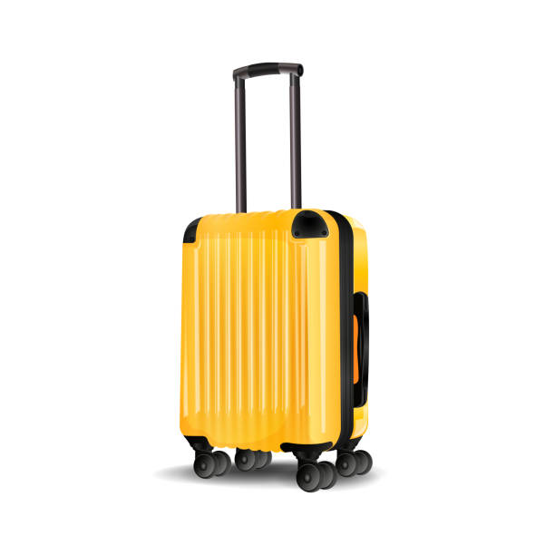 istock Yellow Cabin Luggage mock up, Suitcase, luggage isolated on white background. vector illustration. 859564616