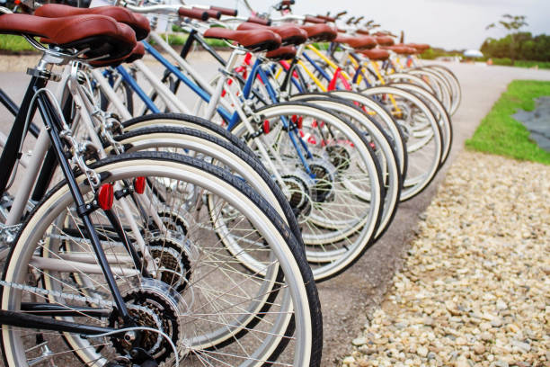 istock Wheel of bicycle in park. 859567150