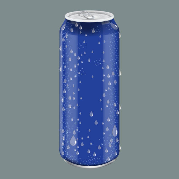 istock Blue Metal Aluminum Beverage Drink with water drops. Mockup for Product Packaging. Energetic Drink Can 500ml, 0,5L. 859570634