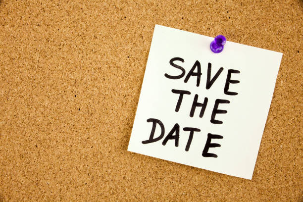 istock Save the date on cork board background Concept 859571780