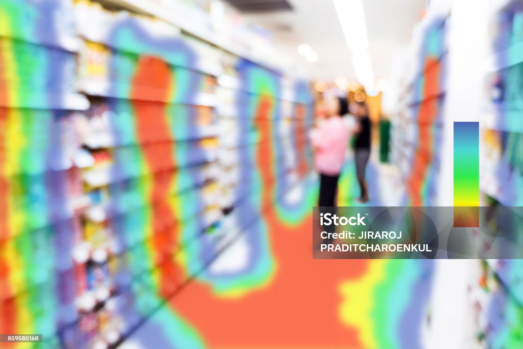 Heatmap Analytic in smart retail shop technology concept. Artificial intelligence application of security camera with Pheat sense application check shoppers passed from any point in store. Retail Stock Photo