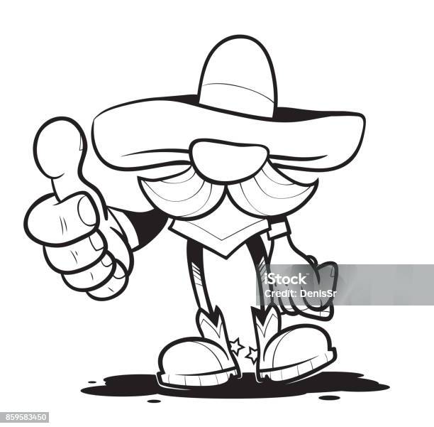 The Spaniard Amigo In A Sombrero And A Big Moustache Says That All Is Well  And Shows Thumb Funny Cartoon Character Vector Illustration Stock  Illustration - Download Image Now - iStock