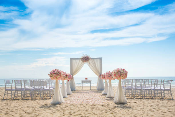 istock Romantic wedding ceremony on the beach 859583780