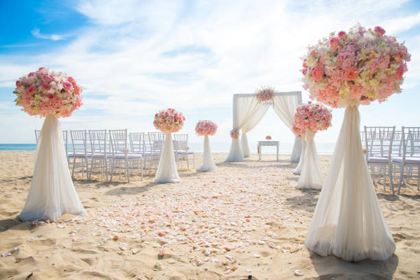 istock Romantic wedding ceremony on the beach 859583862