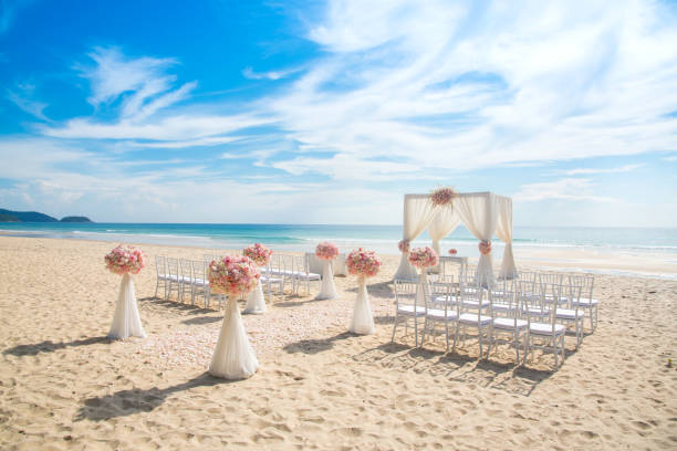 istock Romantic wedding ceremony on the beach 859584036