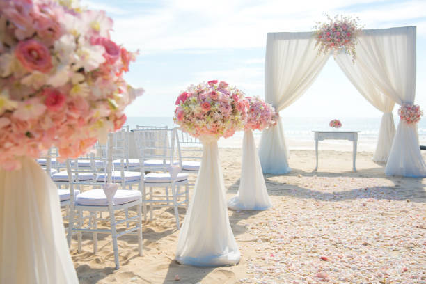 istock Romantic wedding ceremony on the beach 859584082