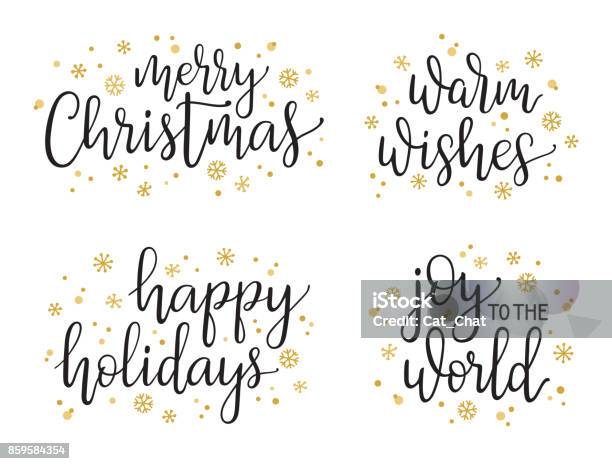 Set Di Calligrafia Natalizia - Immagini vettoriali stock e altre immagini di Natale - Natale, Esprimere un desiderio, Calore - Concetto