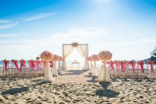 istock Romantic wedding ceremony on the beach 859584394