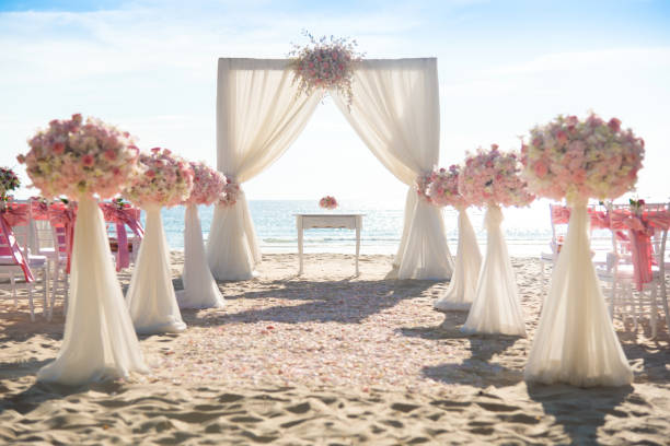 istock Romantic wedding ceremony on the beach 859584486