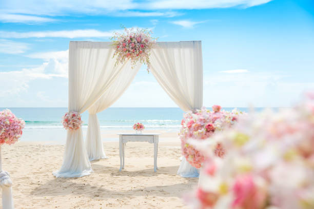 istock Romantic wedding ceremony on the beach 859586980