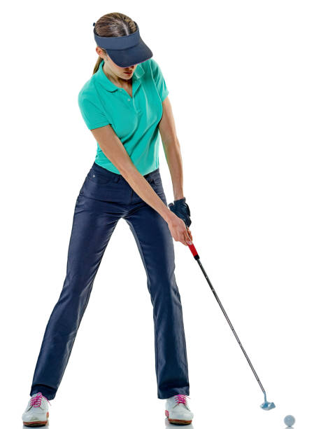 istock woman golfer golfing isolated 859595958