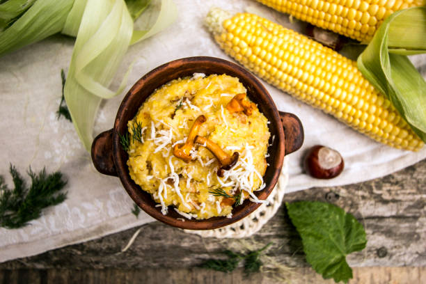 gulasz polenta z kurkami - polenta zdjęcia i obrazy z banku zdjęć