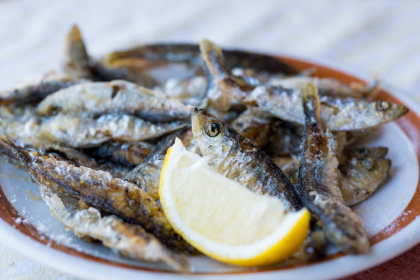 istock Fried smelt fishes served in a plate 859611394