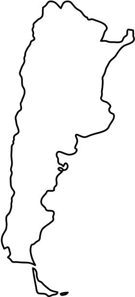 illustrazioni stock, clip art, cartoni animati e icone di tendenza di mappa argentina delle curve di contorno nero dell'illustrazione vettoriale - argentina